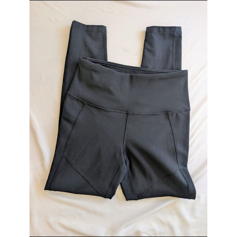 Zella High-Waist Black Ribbed Leggings
